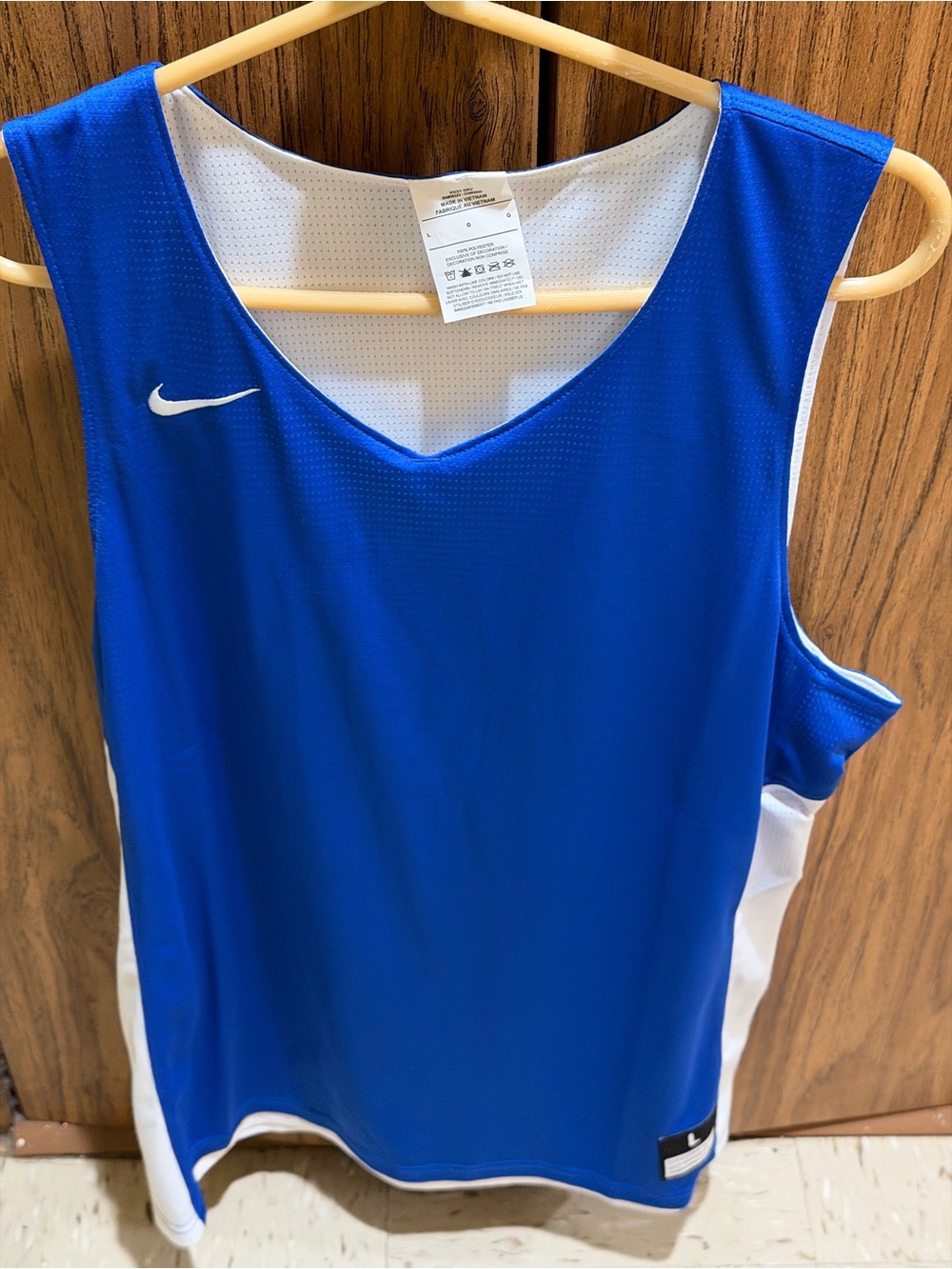 Nike Royal Blue and White Mesh Basketball Jersey Tank